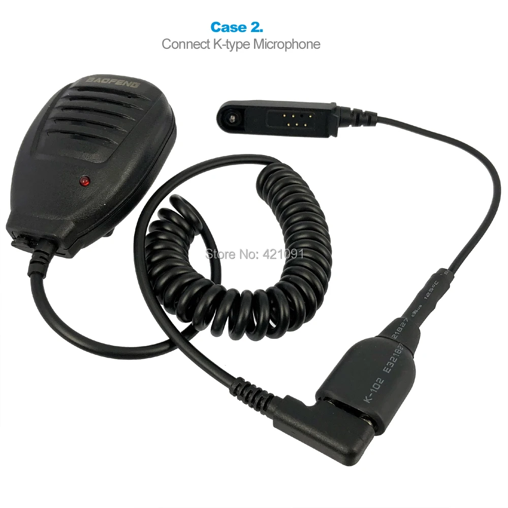 Radio Baofeng UV-9R Plus Talkie-Walkie Adapter Cable to K 2 Pin Suitable for UV-5R BF-888s Walkie Talkie Headset Mic Accessorie
