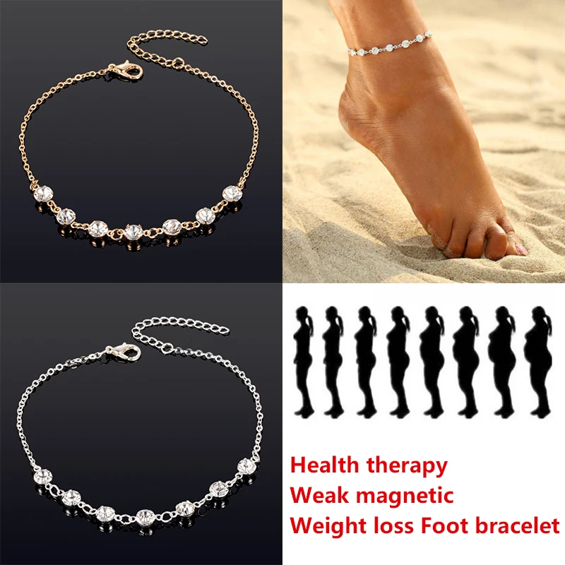 Модный браслет с кристаллами золотого и серебряного цвета для потери веса