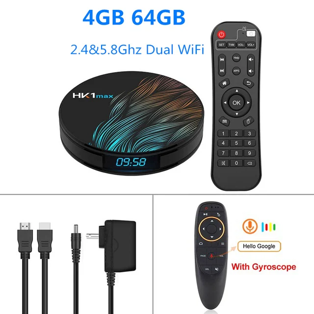 4GB64GB G10 voice HK1 MAX Мини Смарт ТВ приставка Android 9,0 2,4G/5G Wifi RK3318 четырехъядерный BT 4,0 приставка медиаплеер 4G 32G 64G Google плеер - Цвет: 4GB64GB G10 voice