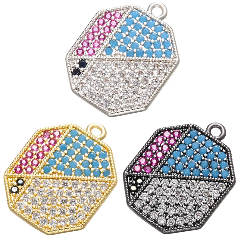 ZHUKOU 14x18 мм разноцветный кристалл в итальянском стиле ожерелье кулон для женщин