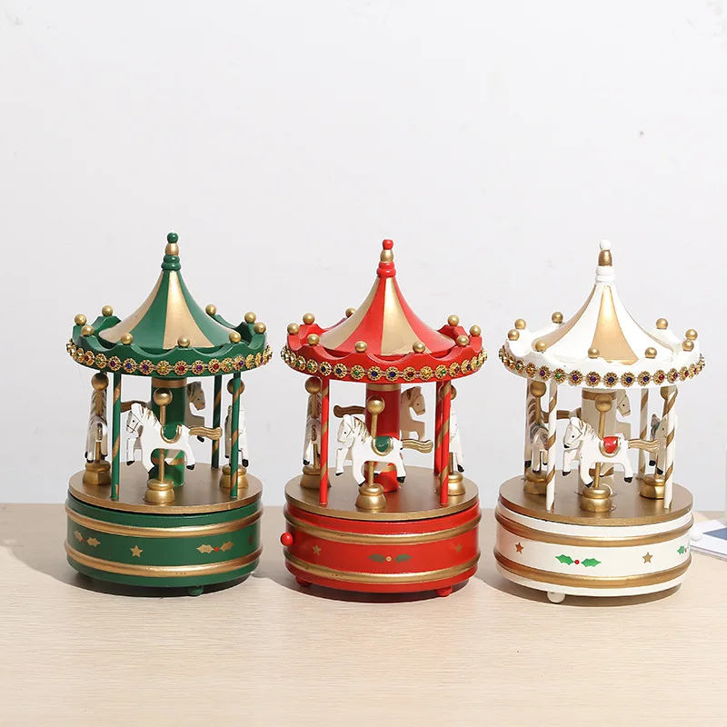 

Рождественский детский подарок креативная карусель Рождественская деревянная музыкальная шкатулка окно настольная подвеска на рождестве...