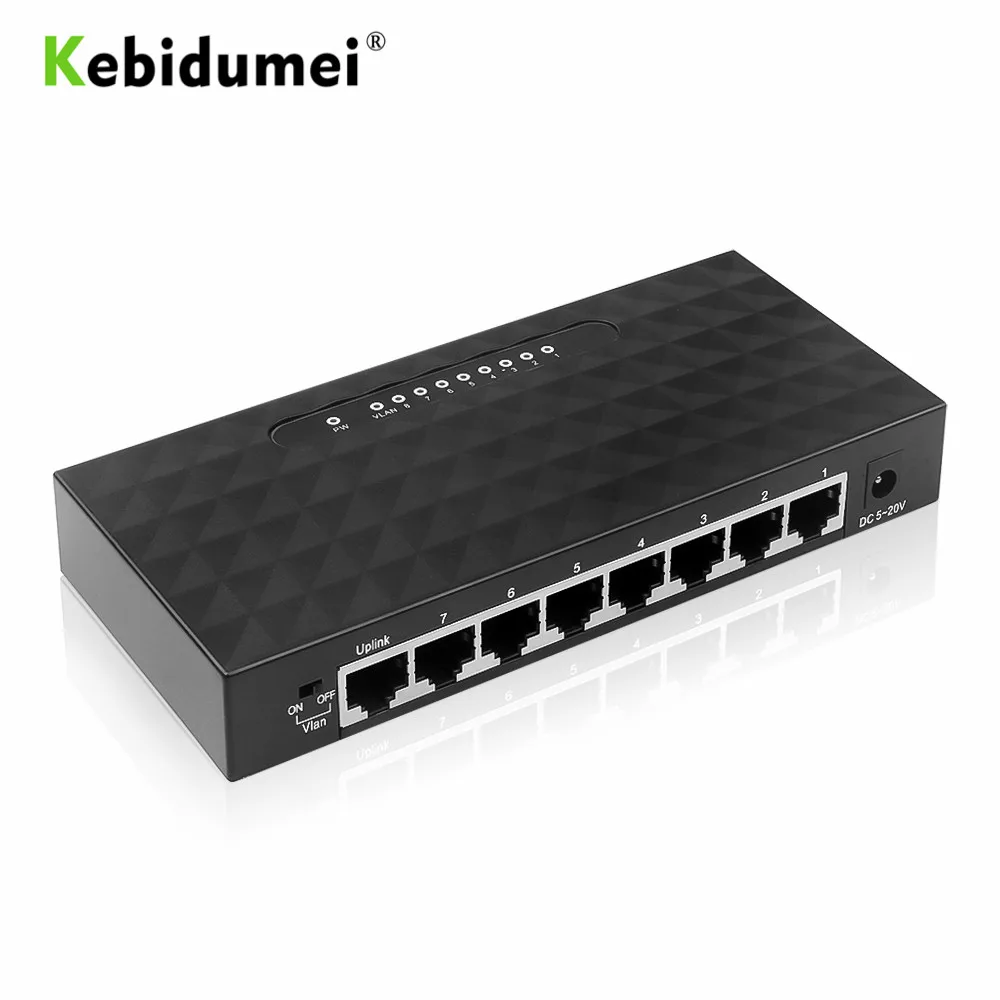 Kebidumei RJ45 8 портовый гигабитный сетевой коммутатор 10/100/1000M базовый