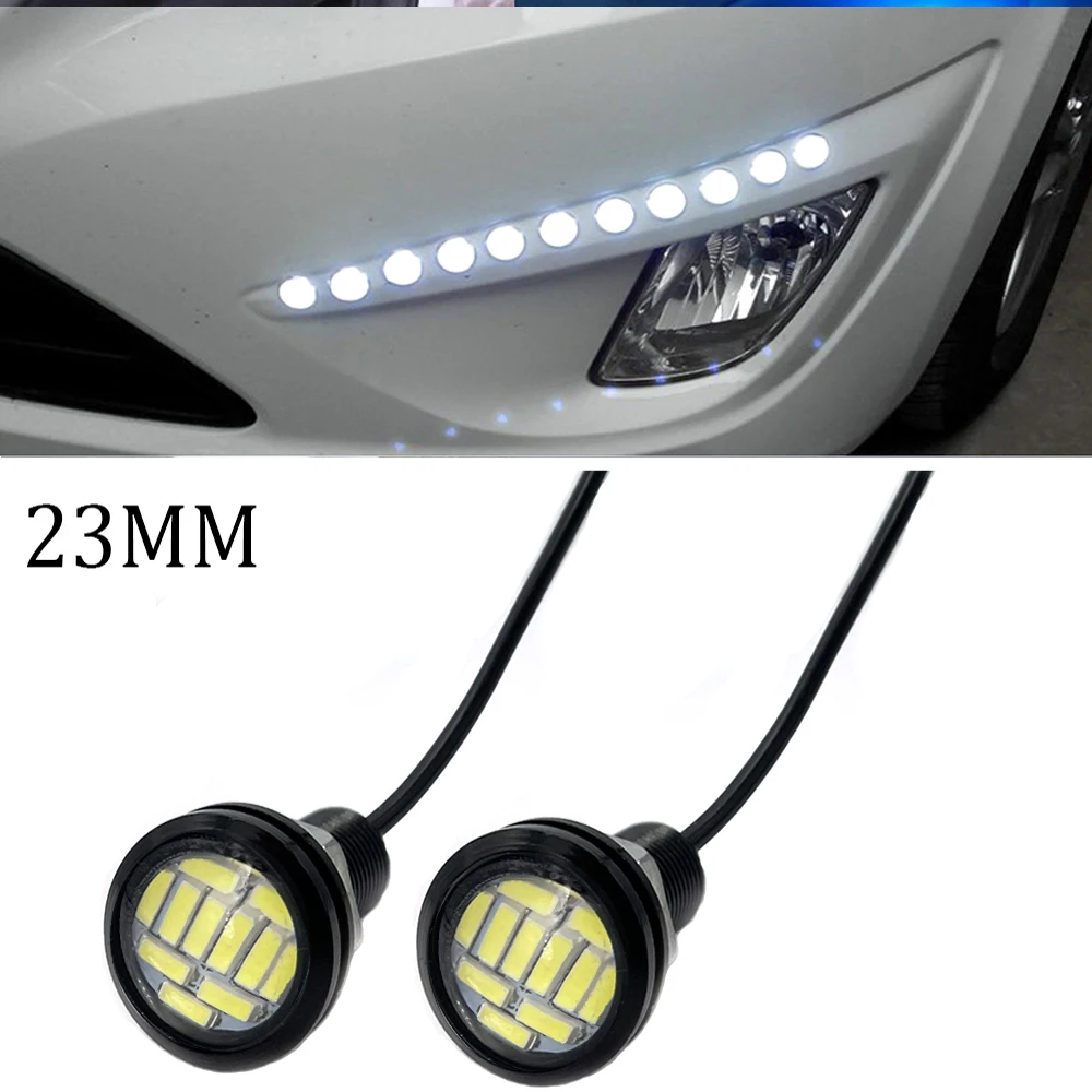 2pcs 23MM Car DRL Led Daytime Running Lights Auto Eagle Eye DRL LED Automobiles Backup Reversing Parking Signal Lamps Red Yellow