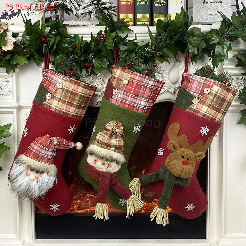 

Playful bag Santa Claus Christmas deer Snowman stocking Christmas stockings New Year Pendant Creative Festival ornament Toy AA52