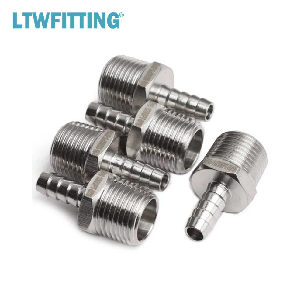 

LTWFITTING Stainless Steel 316 Barbed Fitting Connector 1/2-Inch Male BSPT x 5/16-Inch (8mm) Hose Barb Fuel Gas