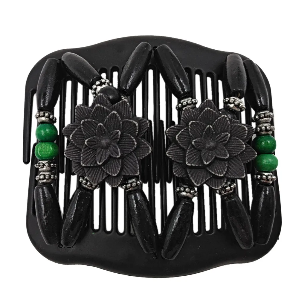 Заколка для волос из деревянных бусин расческа фиолетового золота двойная