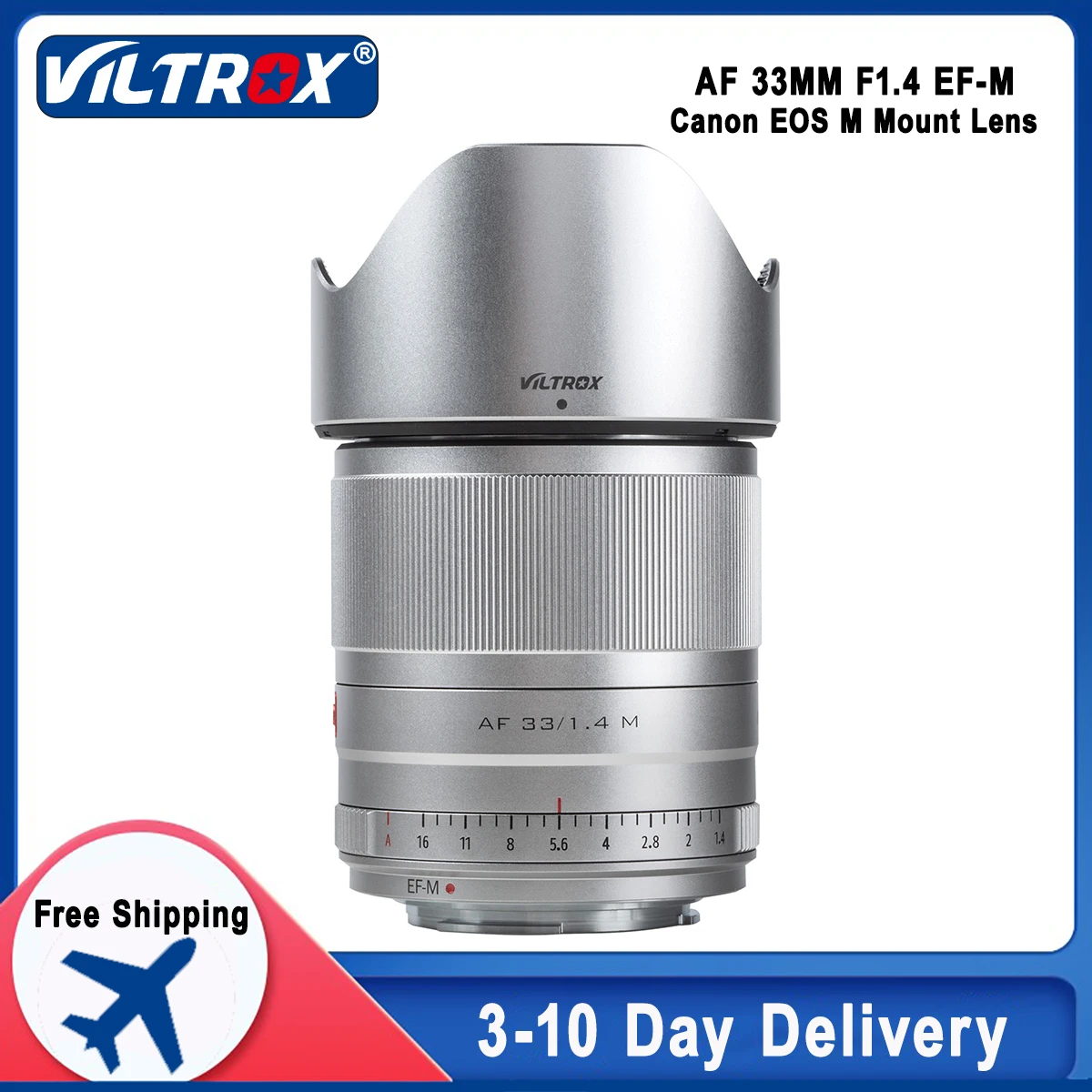 

Объектив Viltrox AF 33 мм f1.4 STM с автофокусом, Объектив Для беззеркальных камер Canon EOS M-mount M5 M6 Mark II M200 M50