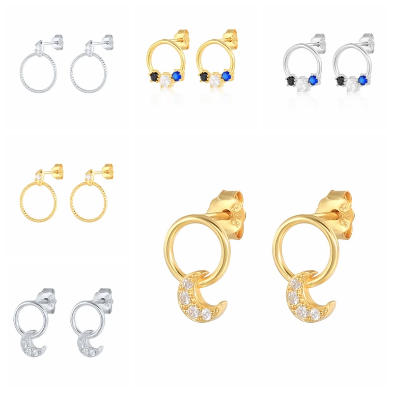 

Sterling Silver Earrings for Women Star Zircon Stud Earrings Gold/Silver Jewelry Ear Piercing Mom Gift 2021 Trend silver