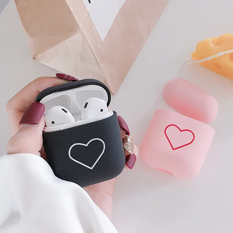 Чехол для Airpods 2 1 Love Heart PC Bluetooth беспроводные наушники защитный чехол Apple Air pod