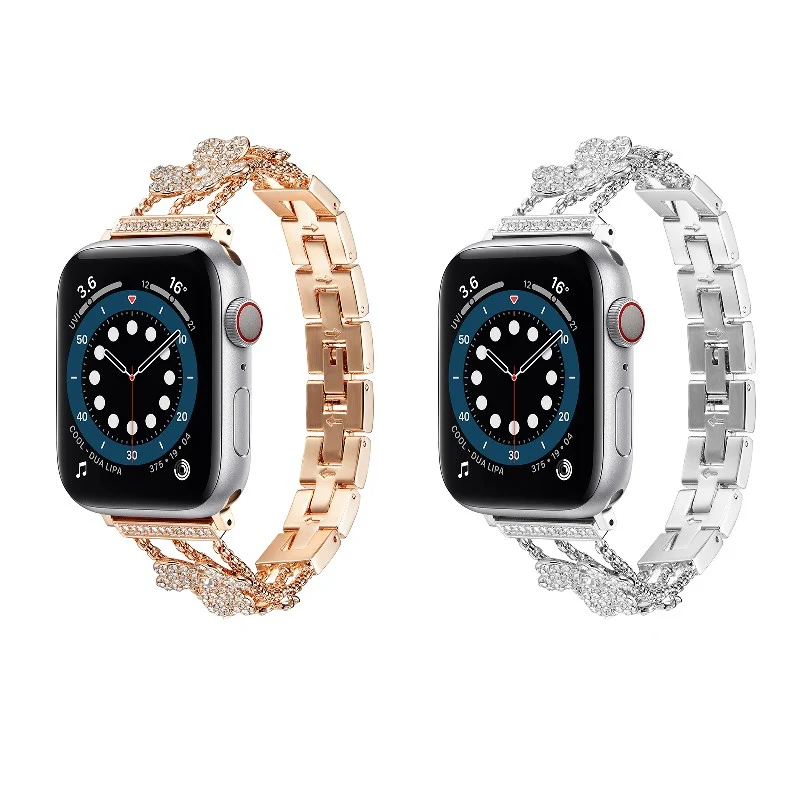 

Bling Diamond Rhinestone Metal Band for Apple Watch Series 6 5 4 3 2 1 SE Wrist Strap