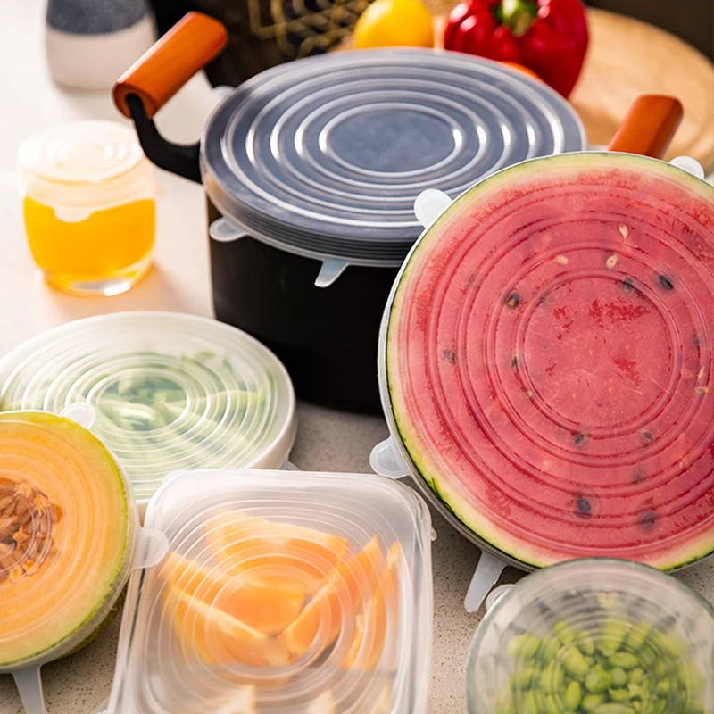 6 шт Силиконовые эластичные крышки Универсальная крышка Силиконовая чаша