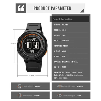 SKMEI Watch For Men Luxury Sport Digital Watches Count Down Chrono Electronic Wristwatches Men’s Watches Waterproof Clock 2021