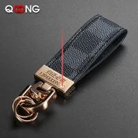 qoong new alloy leather men women keychain bag pendant elegant business car horseshoe buckle key chain ring holder jewelry s70