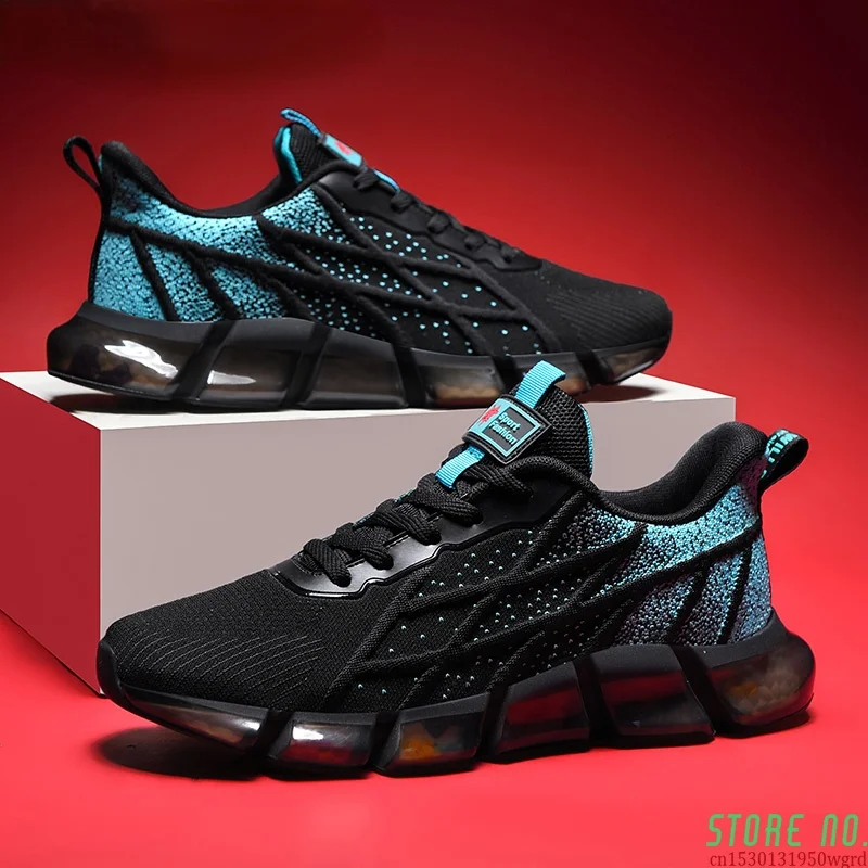 

Sxclaee Non-Leather Men Casual Shoes Breathable Sweat-absorbent Flying Knit Upper Sneakers Non-slip Wear-resistant Sports Shoes