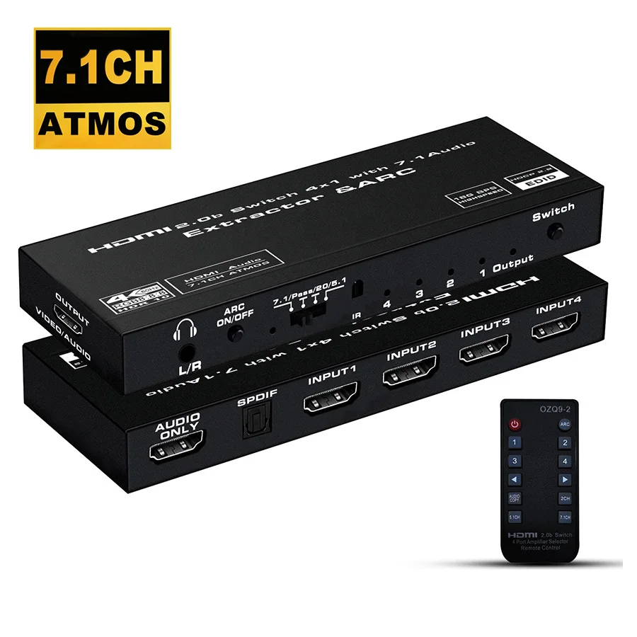 HDMI Splitter 4x1 Audio Extractor With 7.1ch Dolby Digital Atmos 5.1ch Other Home Audio Support HDCP 7.1CH 2.2 LPCM NO 4k HD60hz