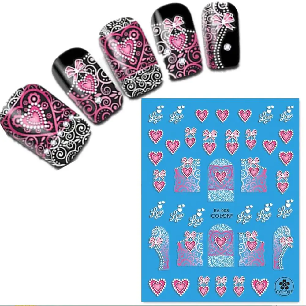 

Newest EA008 pnk design 5D nail art sticker decal stamping back gule DIY nail decoration tools