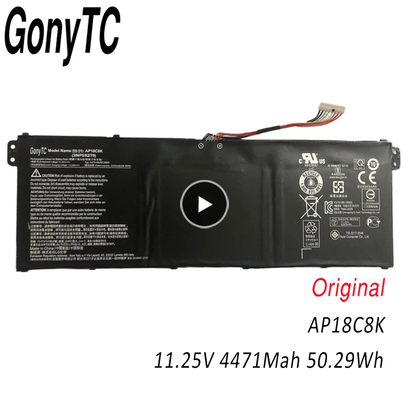 GONYTC AP18C8K 11 25 V 50.29Wh 4471 мА/ч настоящая аккумуляторная батарея для ноутбука Acer Swift 3 SF314