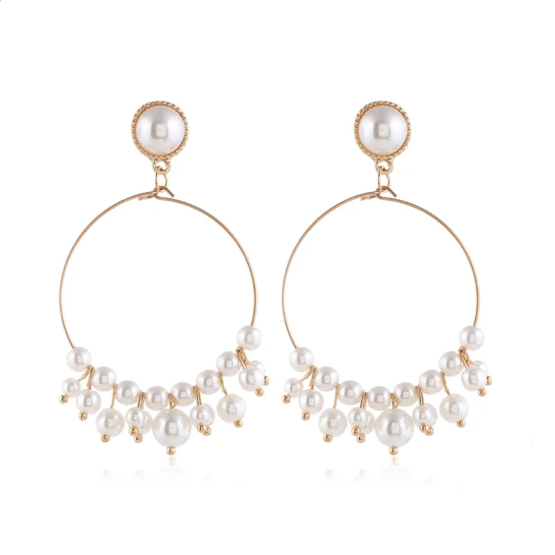 

2021 Classic Exaggerated Geometric Earrings All-Match Temperament Set Pearl Ear Accessories Banquet Matching