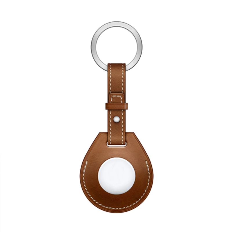 

Luxurious Shockproof Protective Case For Apple AirTag Leather Hangable Key Ring Luggage Tag Bag Charm Loop