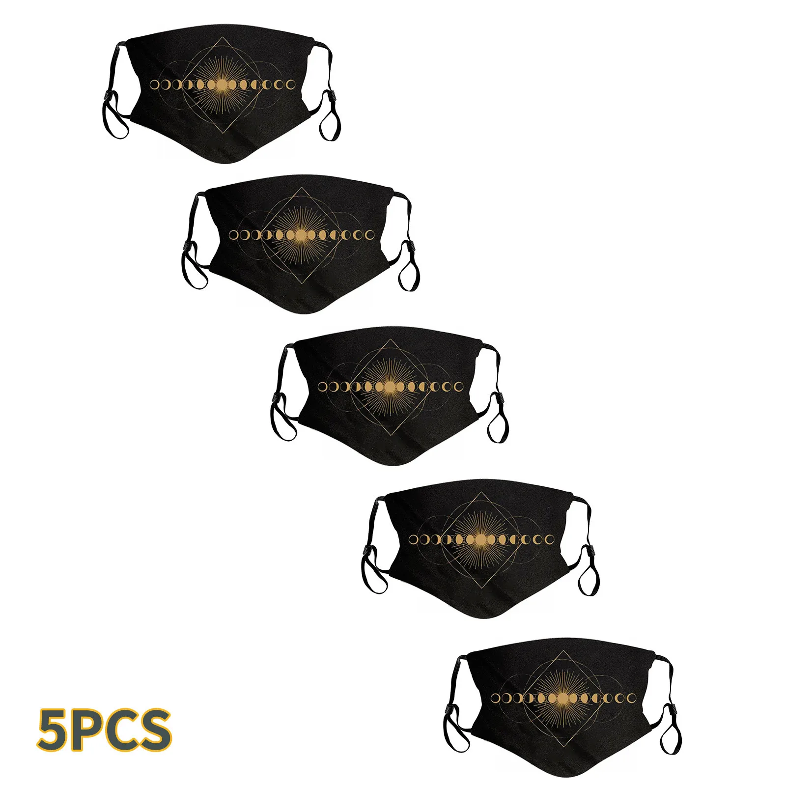 

5PCAdult Dust Sand Exhaust Sunscreen Sun Moon Print Breathable Cycling Mask Reusable Facemask Mouth-Muffle fashion