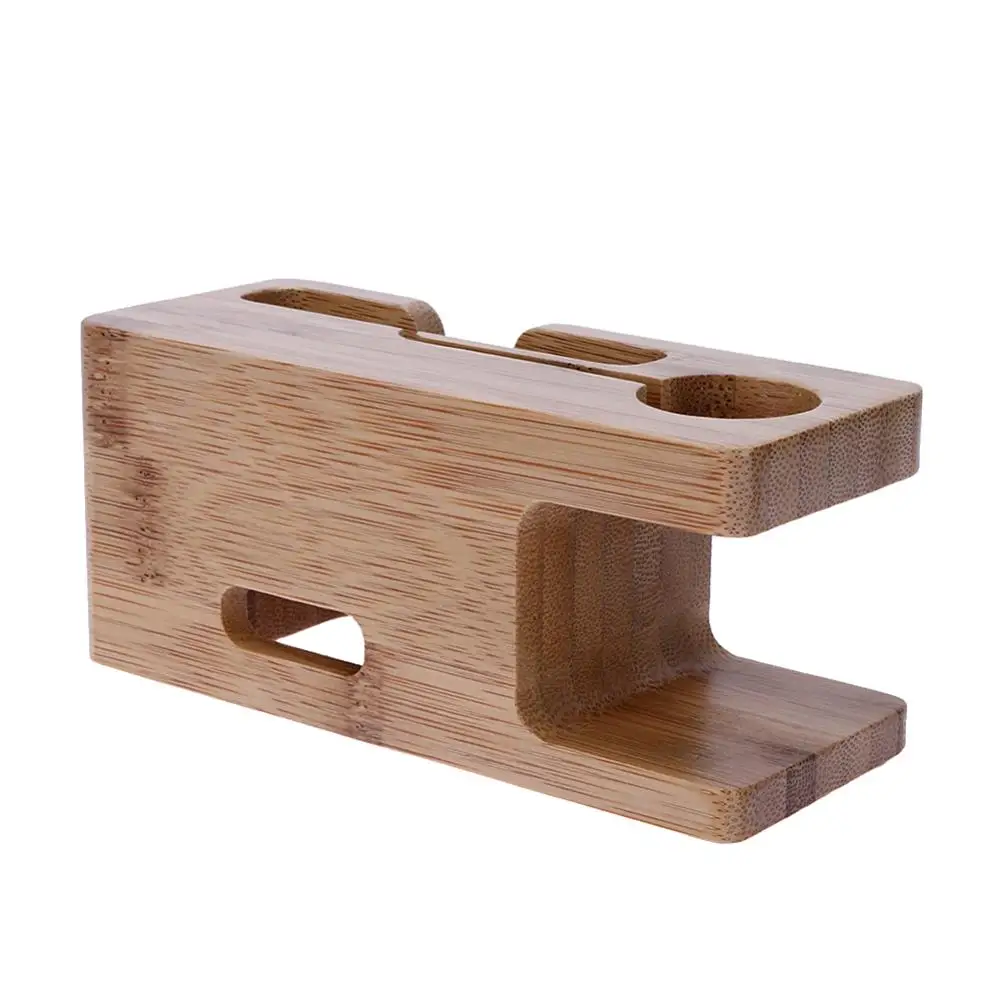2 in 1 Smooth Bamboo Wood Desktop Stand for iPhone Phone Holder Charger Charging Dock Station Base bracket Apple Watch | Мобильные