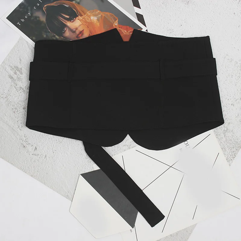 

Big Buckle Black Bandage Irregular Long Wide Belt Personality Women New Fashion Tide All-match Spring Autumn 2021 1DD0172