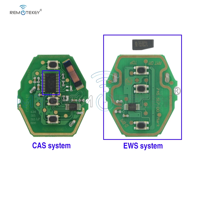 

Remtekey 2pcs EWS System 315Mhz HU58 3 Button ID44 Chip for BMW 3 5 Series E36 E87 E90 E91 Smart Remote Car Key
