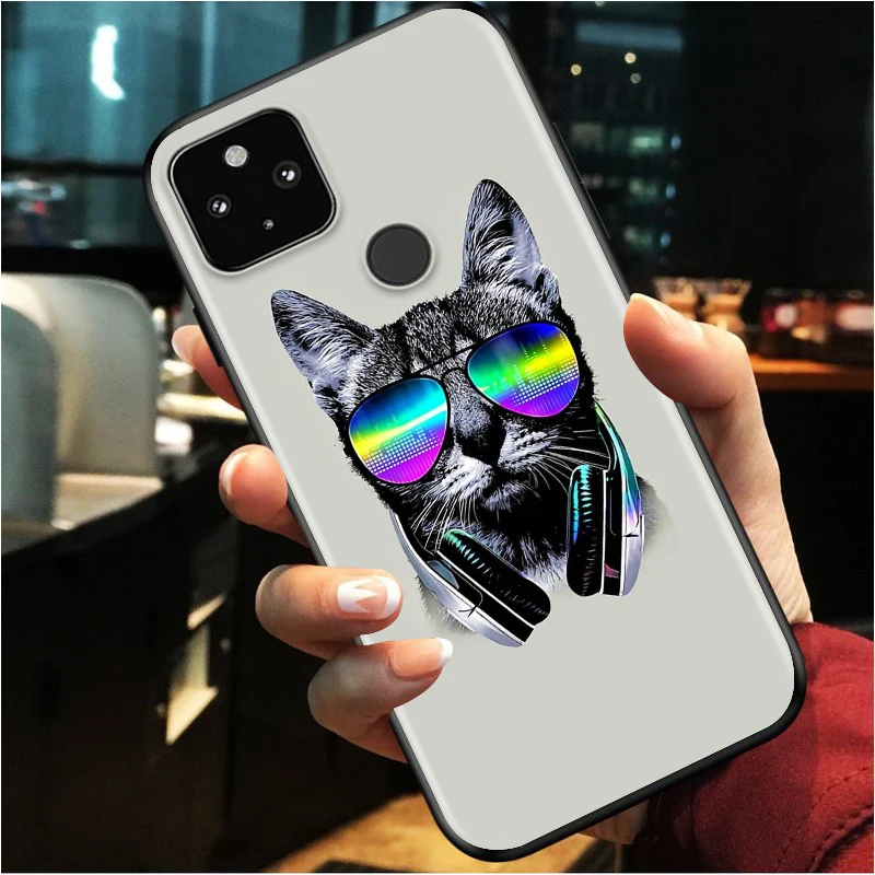 

Cartoon Cat Animals Shockproof Cover for Google Pixel 5 5A 4 4A XL 5G Black Phone Case Shell Soft Fundas Coque Capa