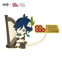 anime genshin impact symphony orchestra series cosplay metal badge cartoon brooch pin button canvas shoulder bag collection set
