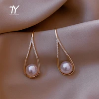 high level exquisite geometric dangle earrings for woman 2021 korean fashion jewelry luxurious gothic party girls pearl earrings