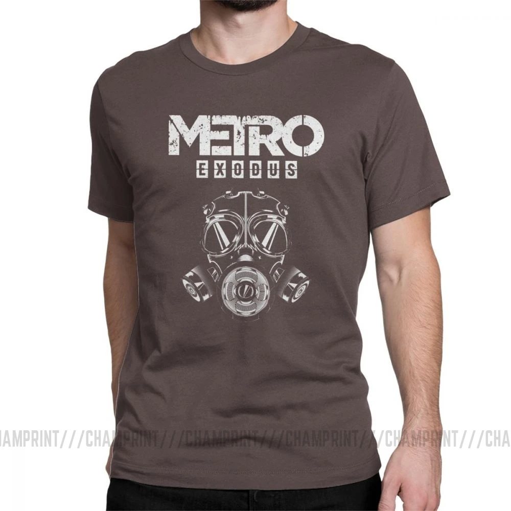 Мужская футболка Metro Exodus, футболки, противогаз, токсичные игры, игры Artyom Haunter, футболки с короткими рукавами, круглый вырез, одежда из чистого хлопка - Цвет: Коричневый