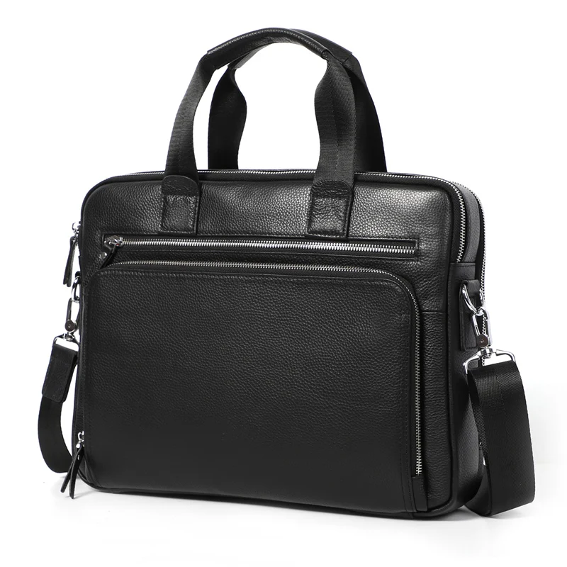 Genuine Leather Briefcase for Men Real Leather Handbags Brand Business Computer Laptop Bag Black Fashion Crossbody Shoulder Bag