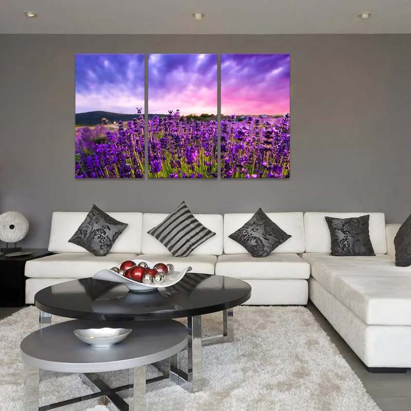 Цветы холст картины с изображением сказочного лавандового поля Wall Art плакат