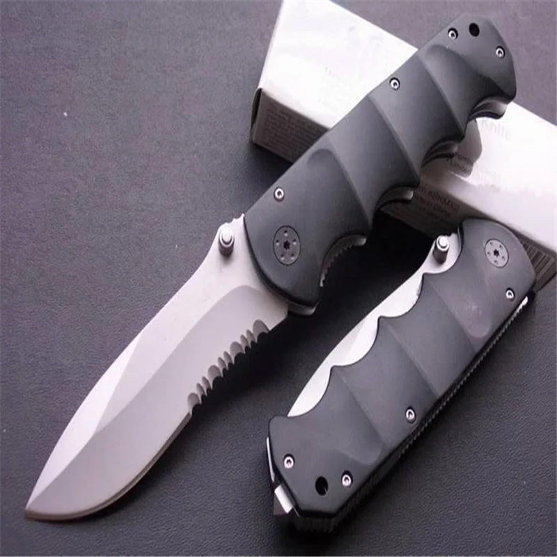 Складной нож Y0853. Черный медведь авиационный алюминий острые лезвия с зубцами