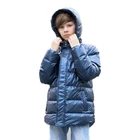 Детский Зимний пуховик, школьный, ветрозащитный, для мальчиков и девочек, От 8 до 17 лет