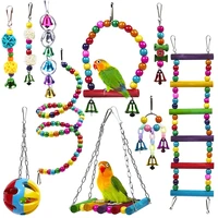 pipifren 10 packs bird perch toys and parrot stand swing cockatiel pet toys accessories african grey parkiet speelgoed