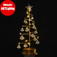 modern contracted iron art led lamp crystal christmas tree lamp pentacle star lamp bedroom warm romantic decoration without plug