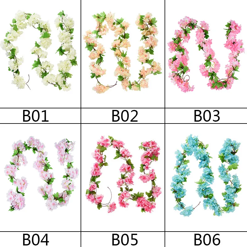 Шелковая Сакура 235 см вишневый цвет лоза искусственная ротанговая стена венок