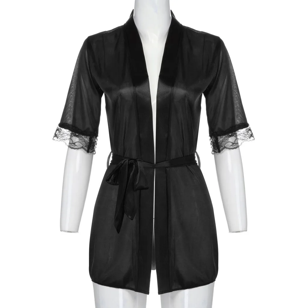 Стильное Сексуальное Женское кружевное шелковое белье халат женское нижнее