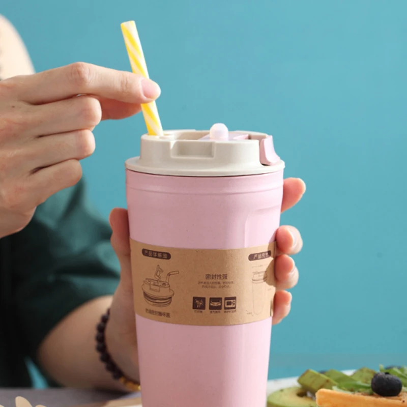 

420ml Portable Practical Reusable Bamboo Fiber Coffee Cups Eco Friendly Non-slip Solid Travel Car Mugs Useful Outdoor