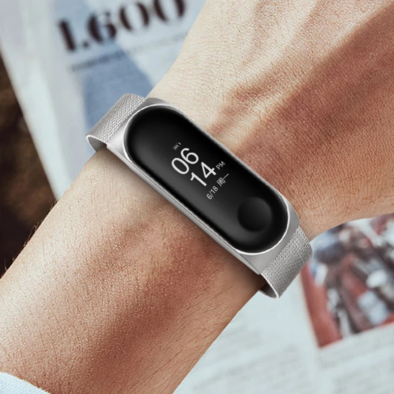 Умный браслет на запястье ремешок для Xiaomi mi 3 4 Band металлический из нержавеющей