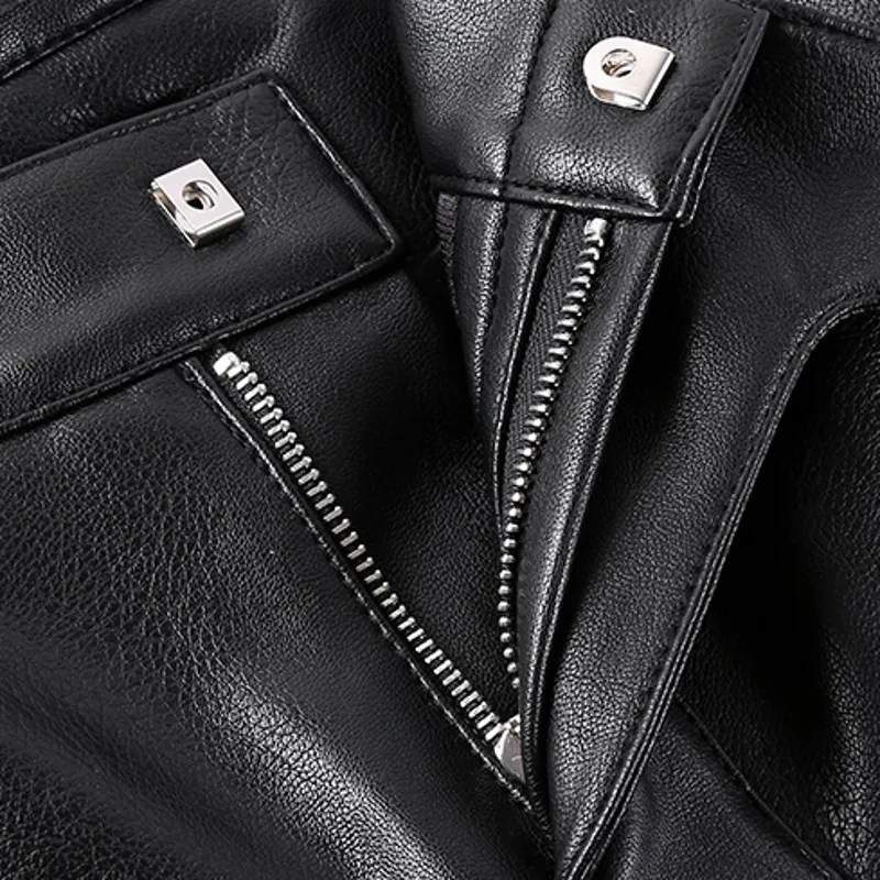 Модные высококачественные мужские брюки из искусственной кожи новинка 2021 прямые