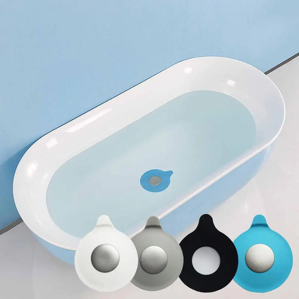 

1Pack Bathtub Drain Stopper Silicone Bath Tub Drain Plug Cover Water-drop Design For Bathroom Laundry Kitchen