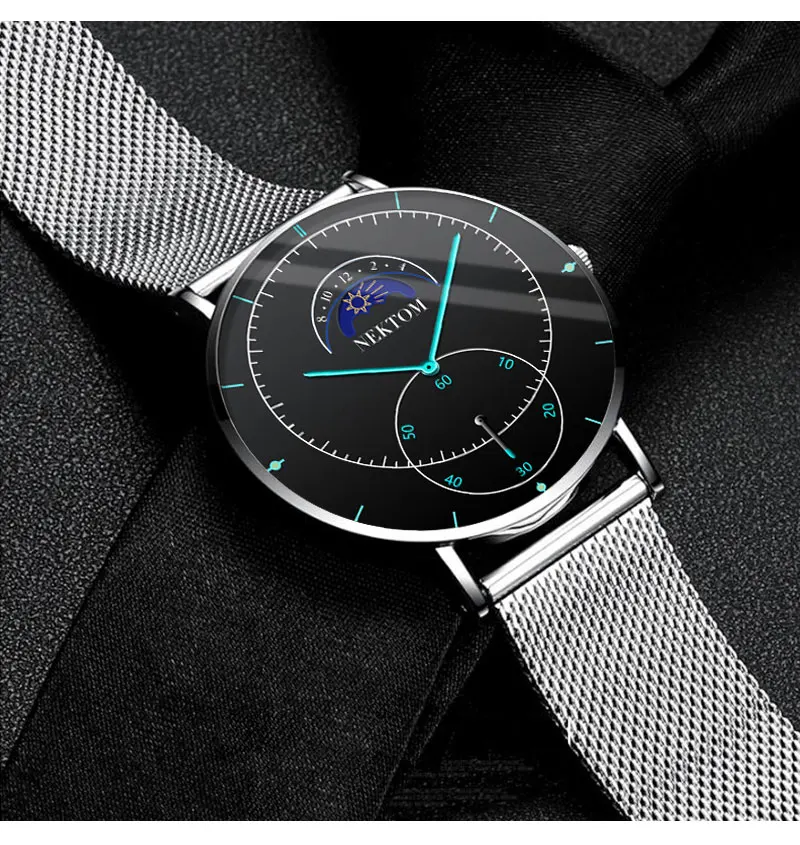 NEKTOM новые часы роскошные часы Reloj Hombre мужские часы водонепроницаемые часы с хронографом светящиеся мужские часы Saat Montre