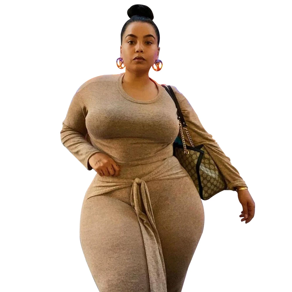

Autumn fashion casual plus size ladies two-piece suit Solid color slim two-piece suit with belt suit khaki women's clothing