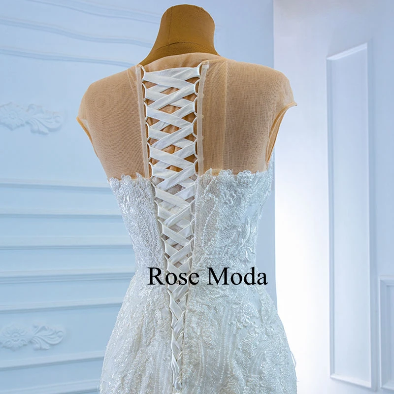 

Rose Moda Gorgeous Cap Sleeves Beaded Lace Mermaid Wedding Dress Custom Make