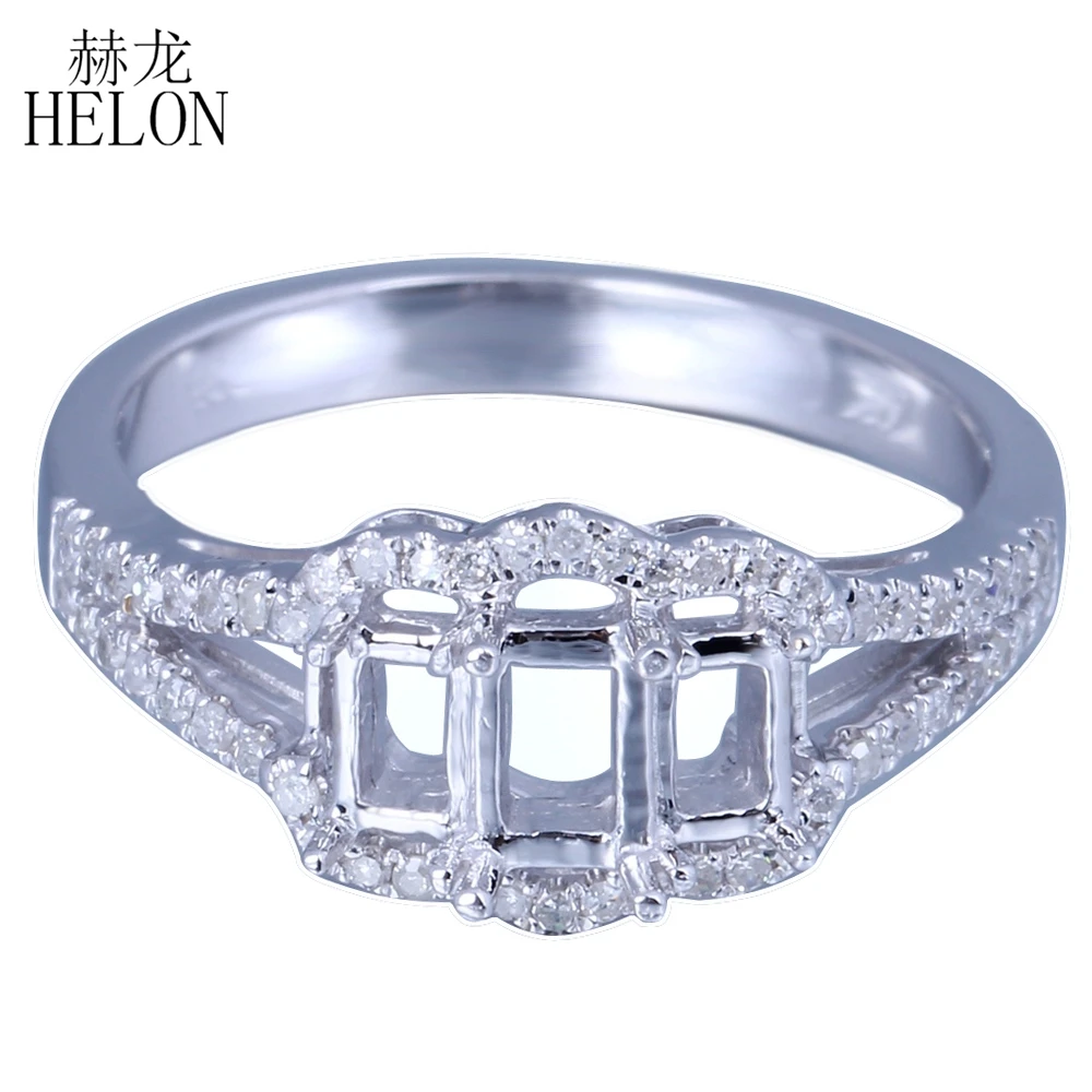

HELON квадратные 5x3 мм и 4,5x2,5 мм однотонные 14 к белые золотые натуральные бриллианты полукрепление обручальное кольцо с оправой женские ювелир...