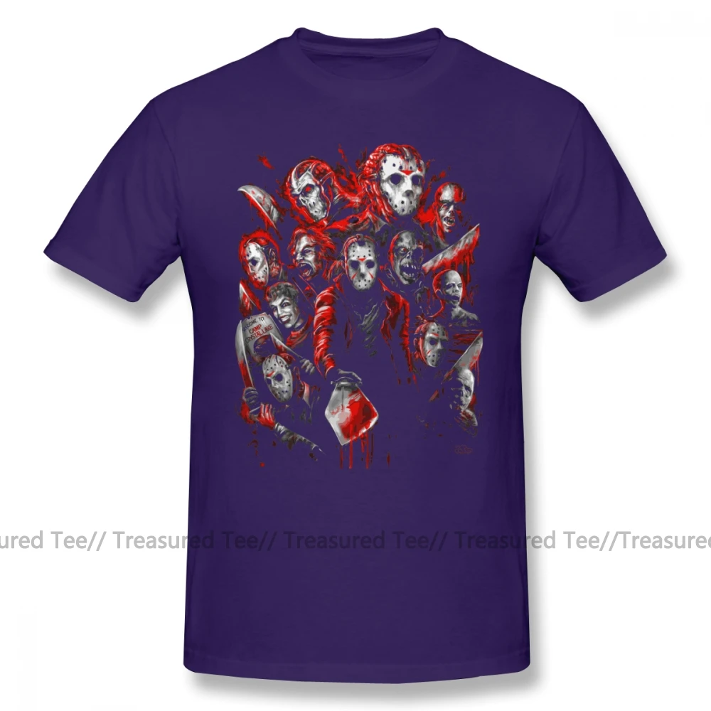 Футболка Jason Voorhees, футболка Jason Voorhees с множеством лиц, Милая футболка с короткими рукавами, Классическая футболка из 100 хлопка с графикой 5x - Цвет: Purple