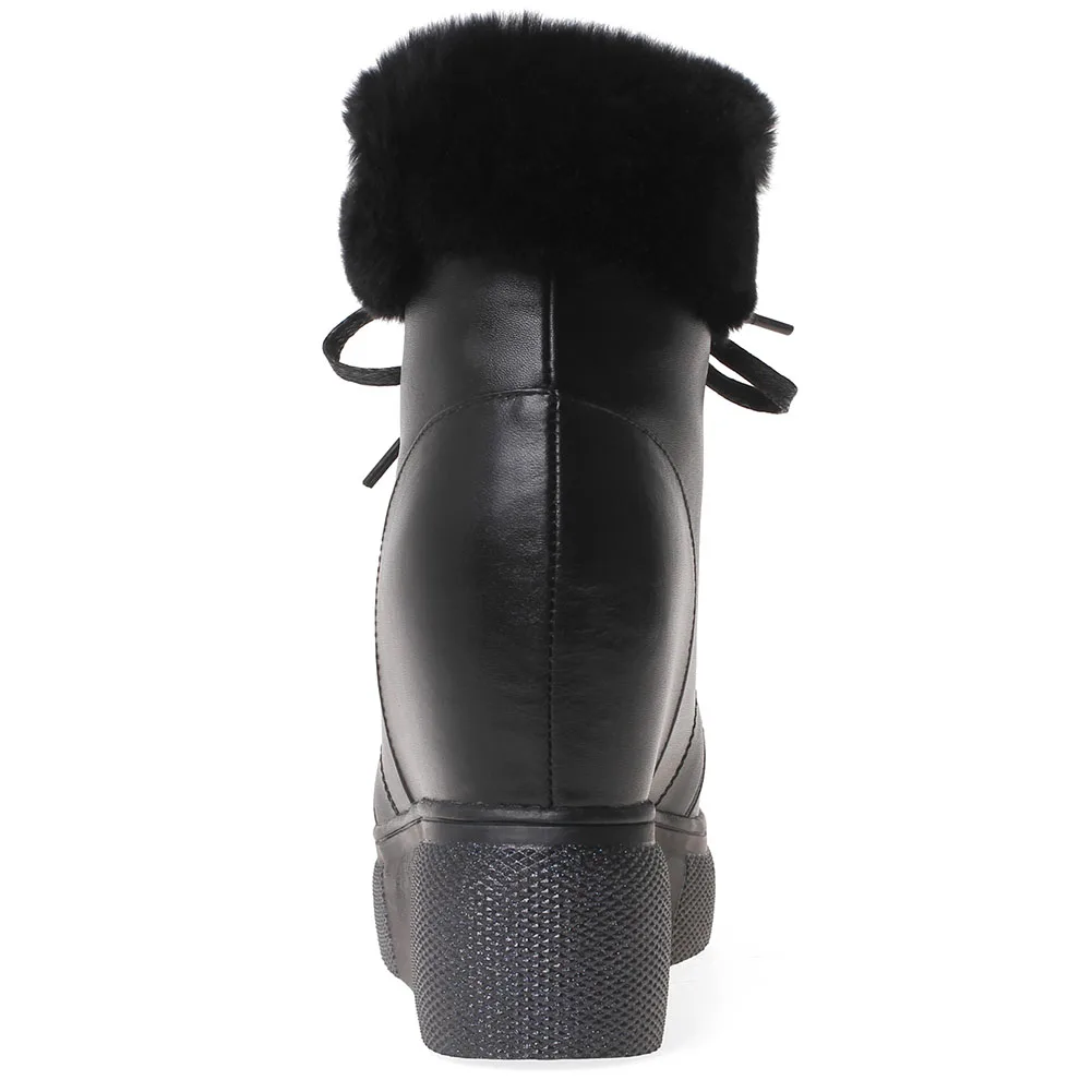 RIBETRINI/новые женские зимние ботинки; коллекция года; зимняя обувь на меху со шнуровкой на скрытой танкетке; женские ботильоны с высоким берцем на платформе с круглым носком