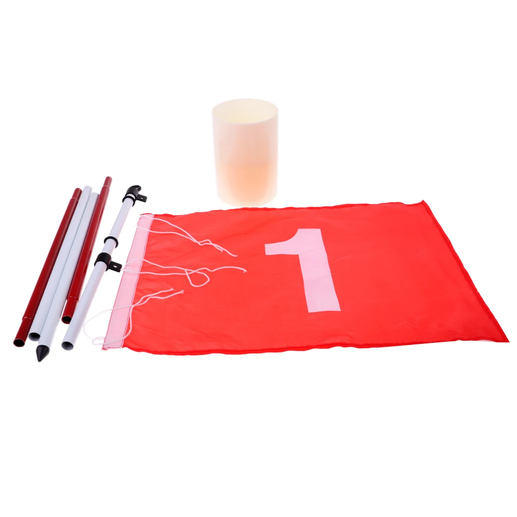 

Outdoor Backyard Practice Golf Flag Stick Pole 5 Section Flagstick Golf Green Hole-Cup with Target Flag
